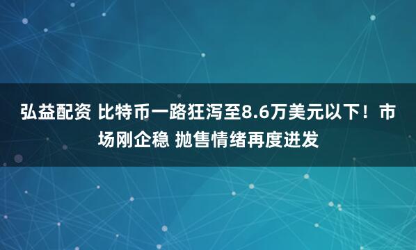 弘益配资 比特币一路狂泻至8.6万美元以下!市场刚企稳 抛售情绪再度迸发